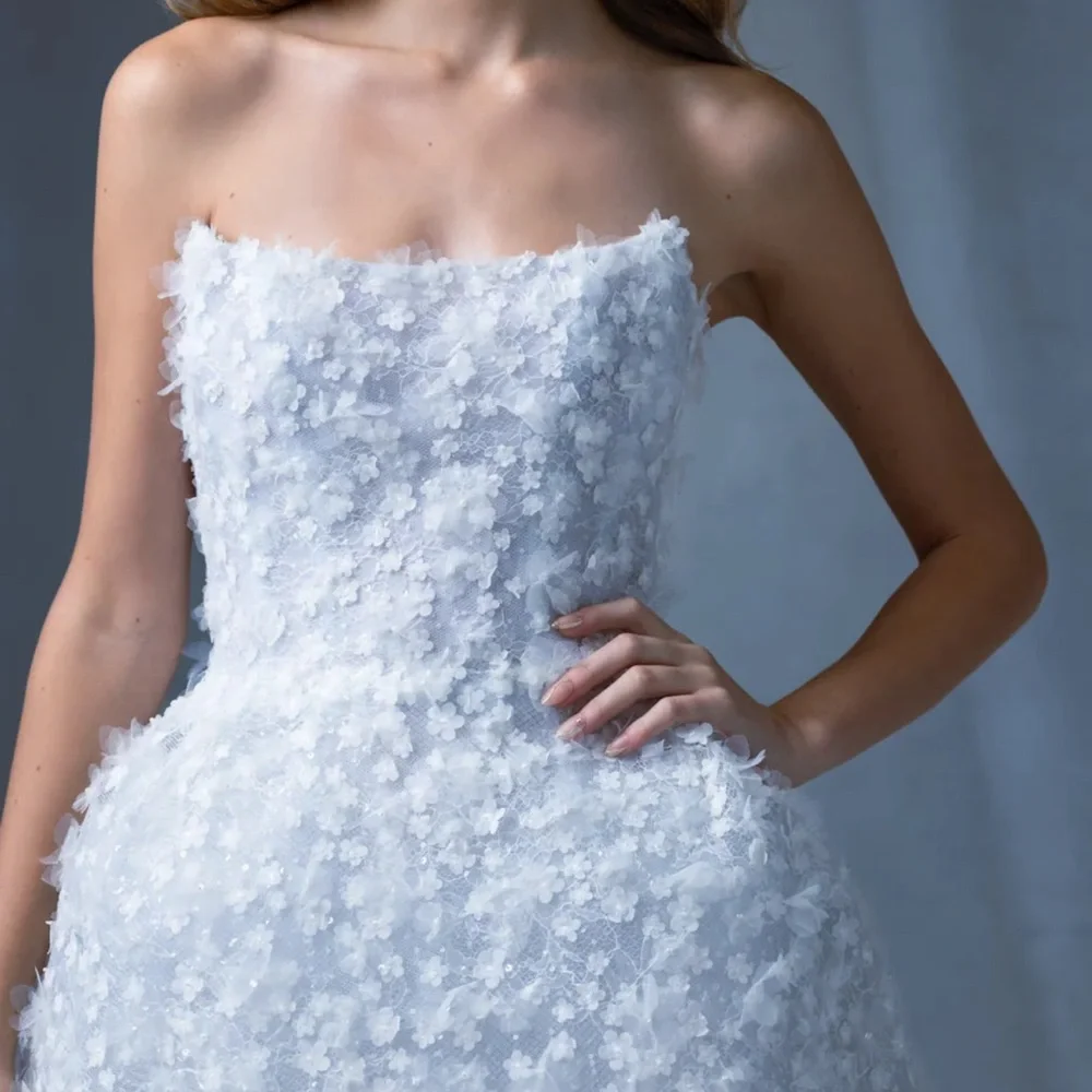 Ines Di Santo Bridal Reflection Mini Dress in White 3D Floral Lace - Picture 10 of 17